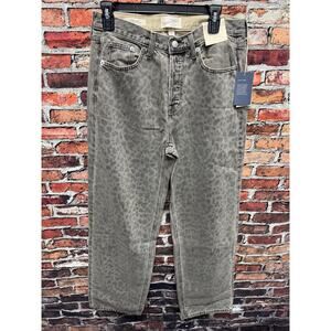NWT Ladies Universal Thread Light Beige Animal Print Mid Rise 90s Jeans  Sz 6